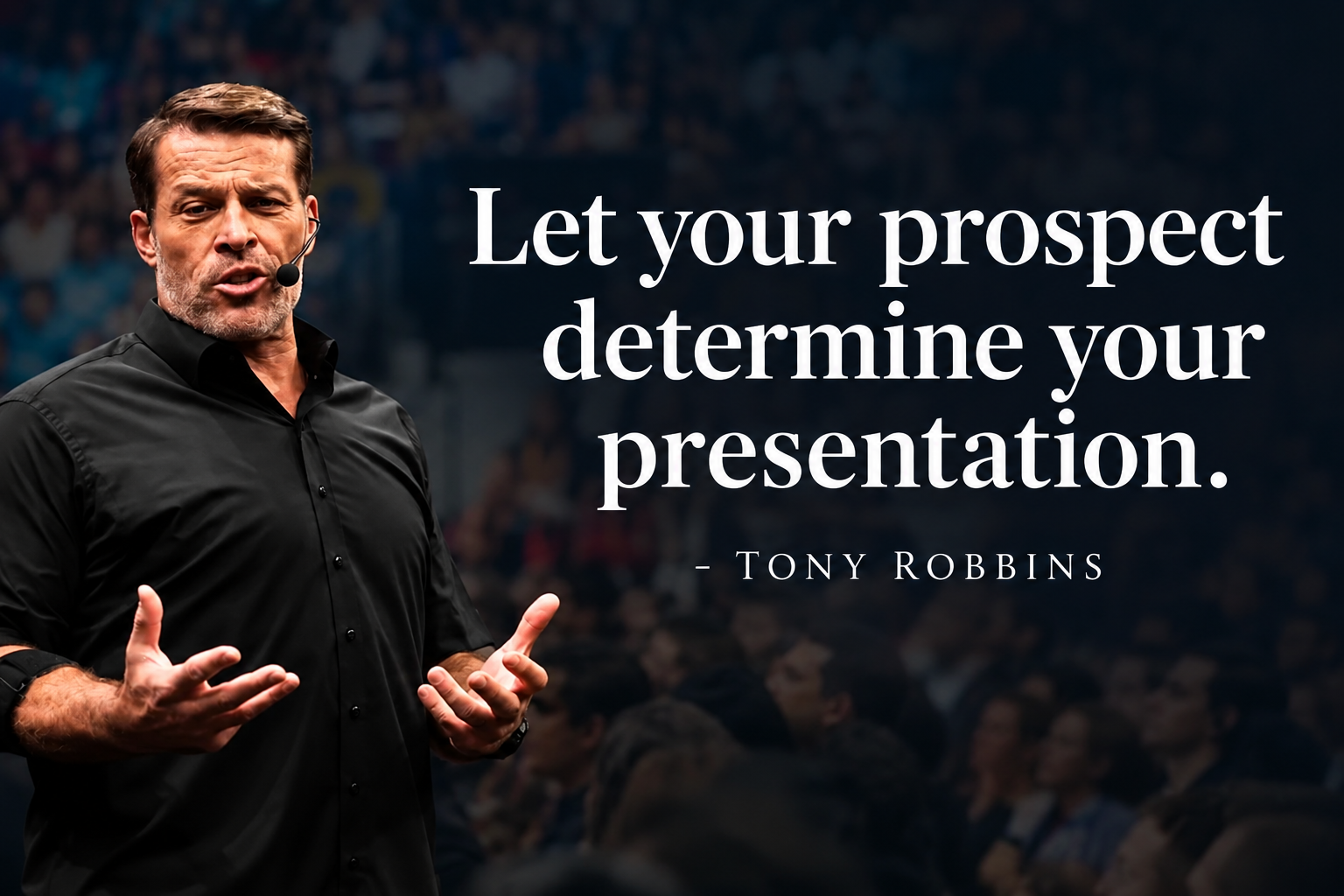 Tony Robbins quote: Let your prospect determine your presentation.